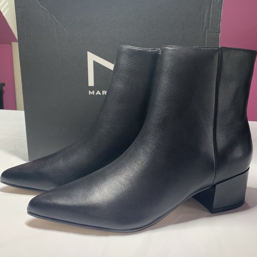 Marc Fisher LTD Leonna Women’s Leather Booties Pointed Toe Zip Ankle Shoes Sz 7